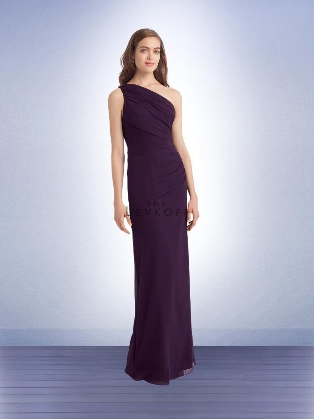 Bill Levkoff 1112 Bridesmaid Dress Petal Pink One Shoulder Chiffon Long 4